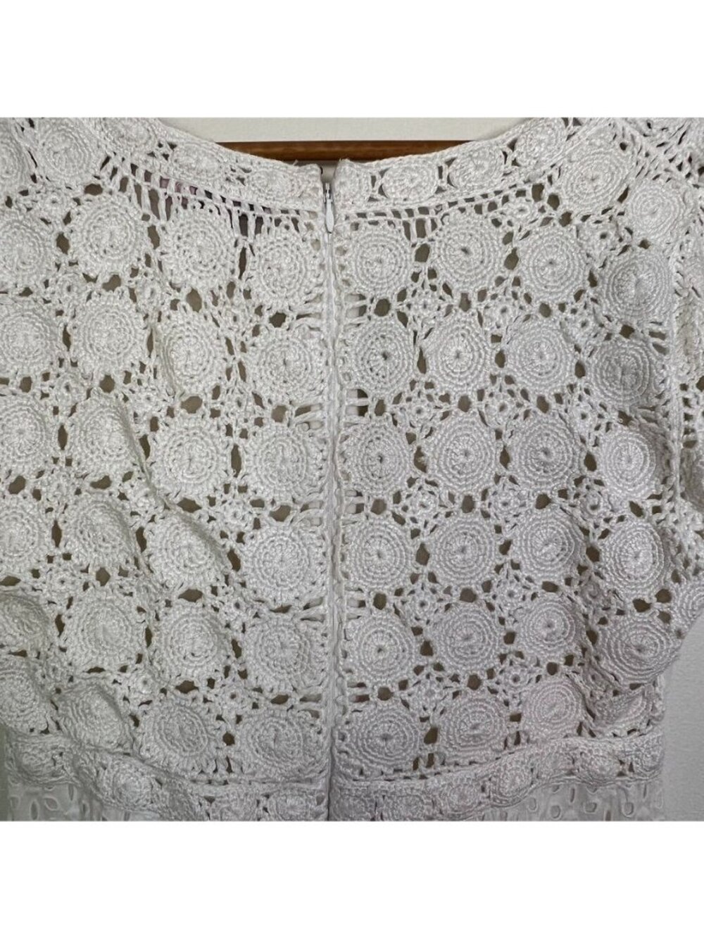 Calypso St Barth Women Sz M Dress LWD White Eyelet Crochet Lace Boho Resort - Picture 6 of 16